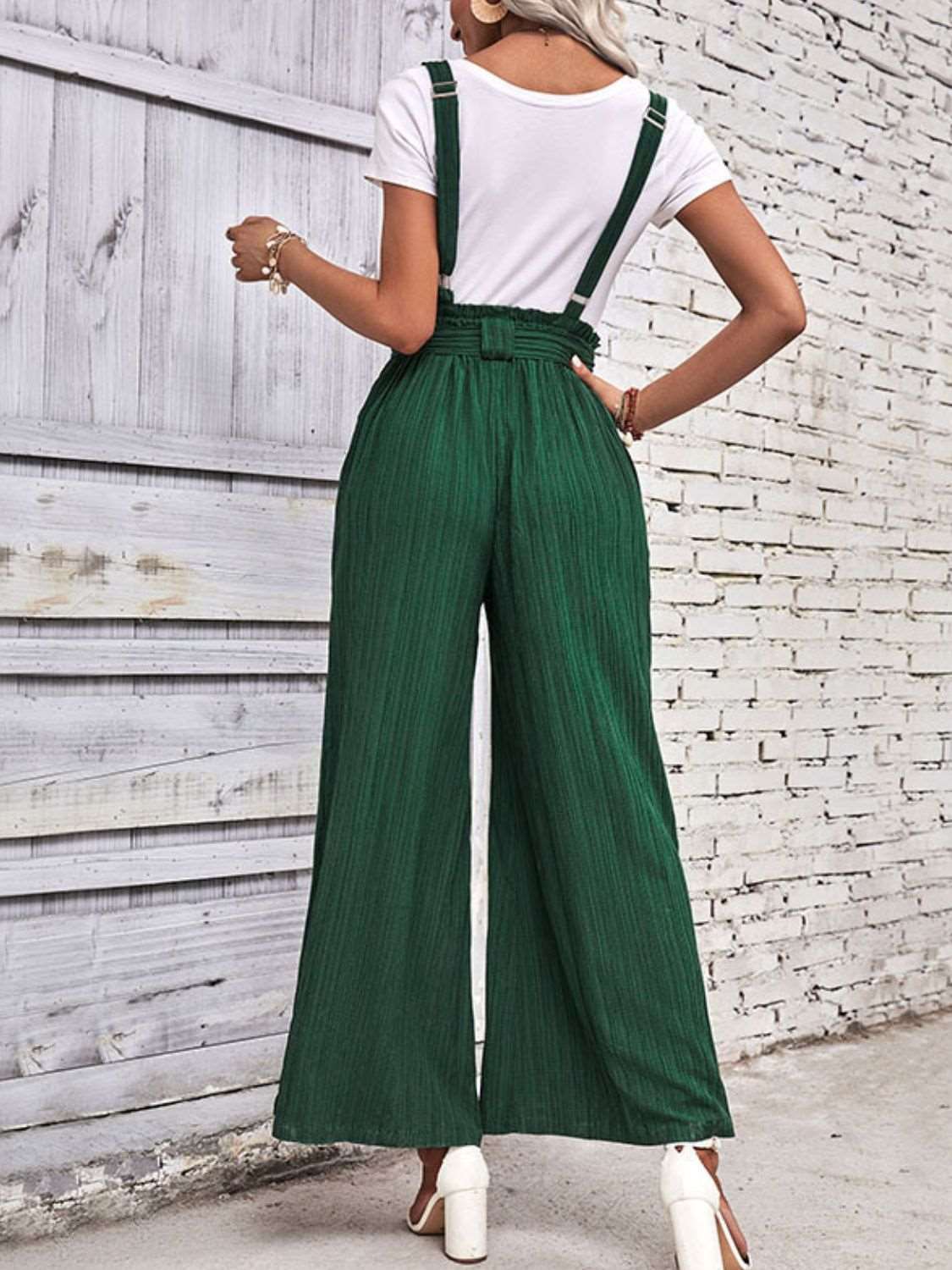 Beautiful in Emerald Wide Leg Overalls