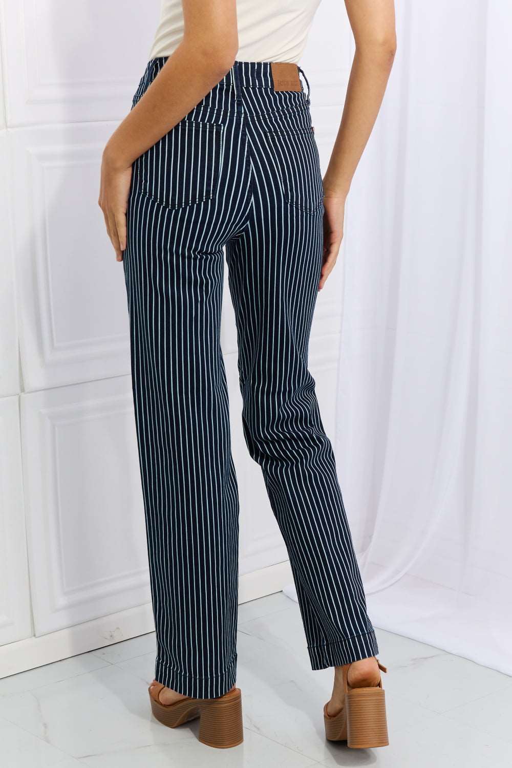 Judy Blue Cassidy Tummy Control Striped Straight Jeans