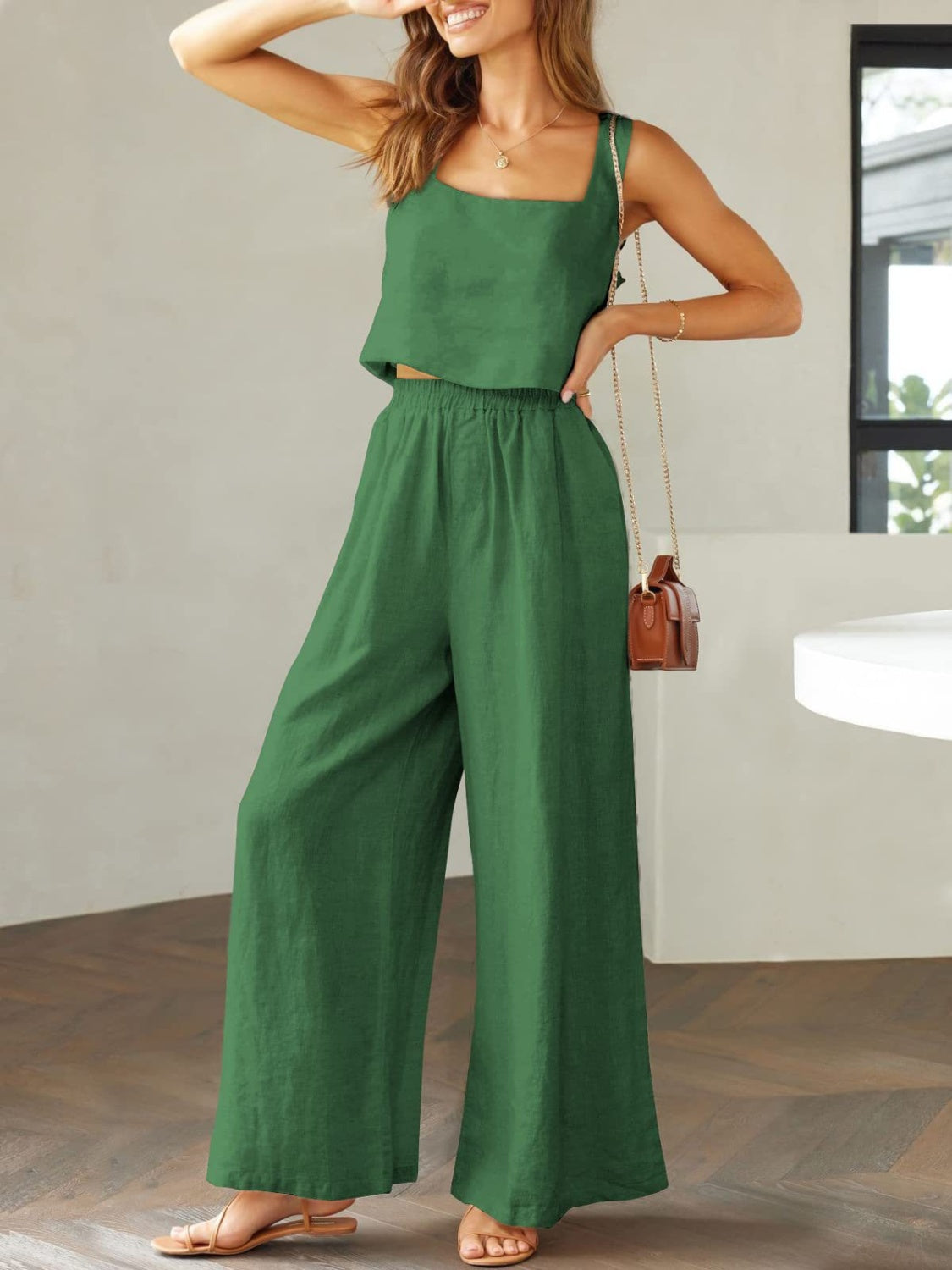 If I could Turn Back Time Top & Wide Leg Pants Set