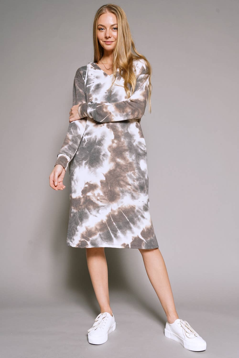 Pre-order Mystree - Cloudy Day Tie Dye Dress: Bluestone/Ash / L