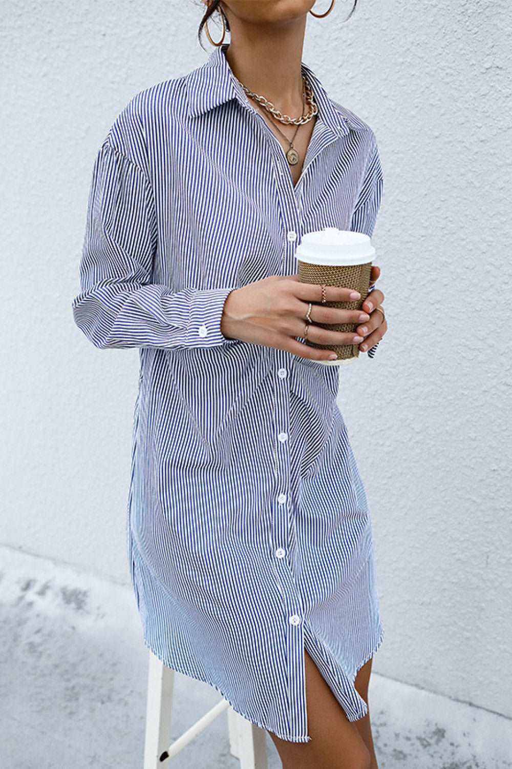 Lazy Day Button Shirt Dress-Lavender Grace Boutique