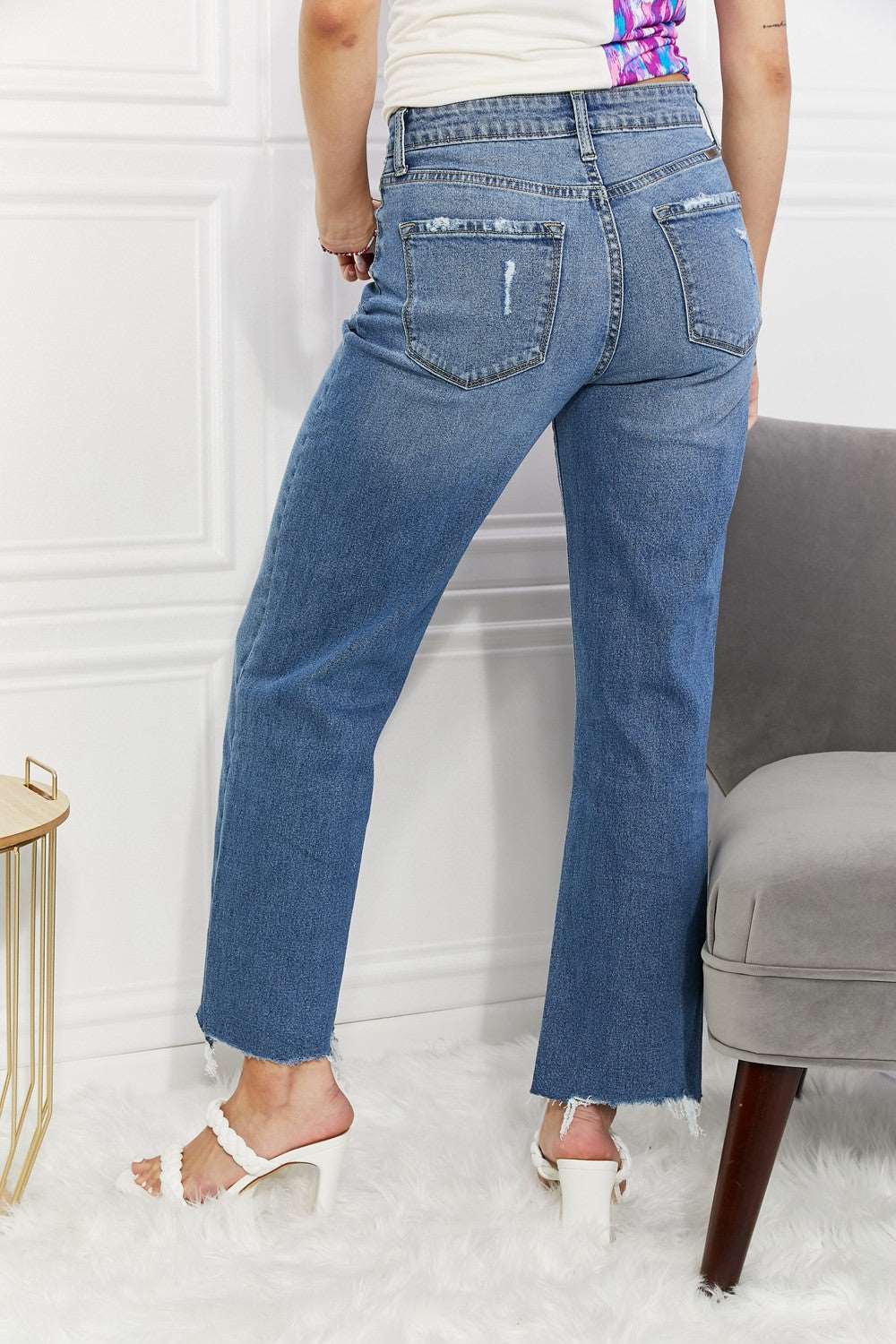 Kancan Melanie Crop Wide Leg Jeans-Lavender Grace Boutique