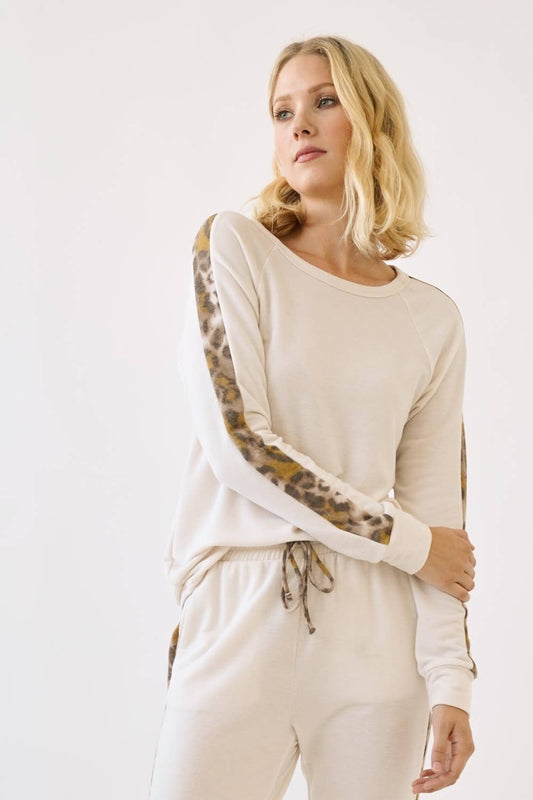 Pre-order Mystree - Wildly Loved  Raglan Pullover: Oat/Mustard / M