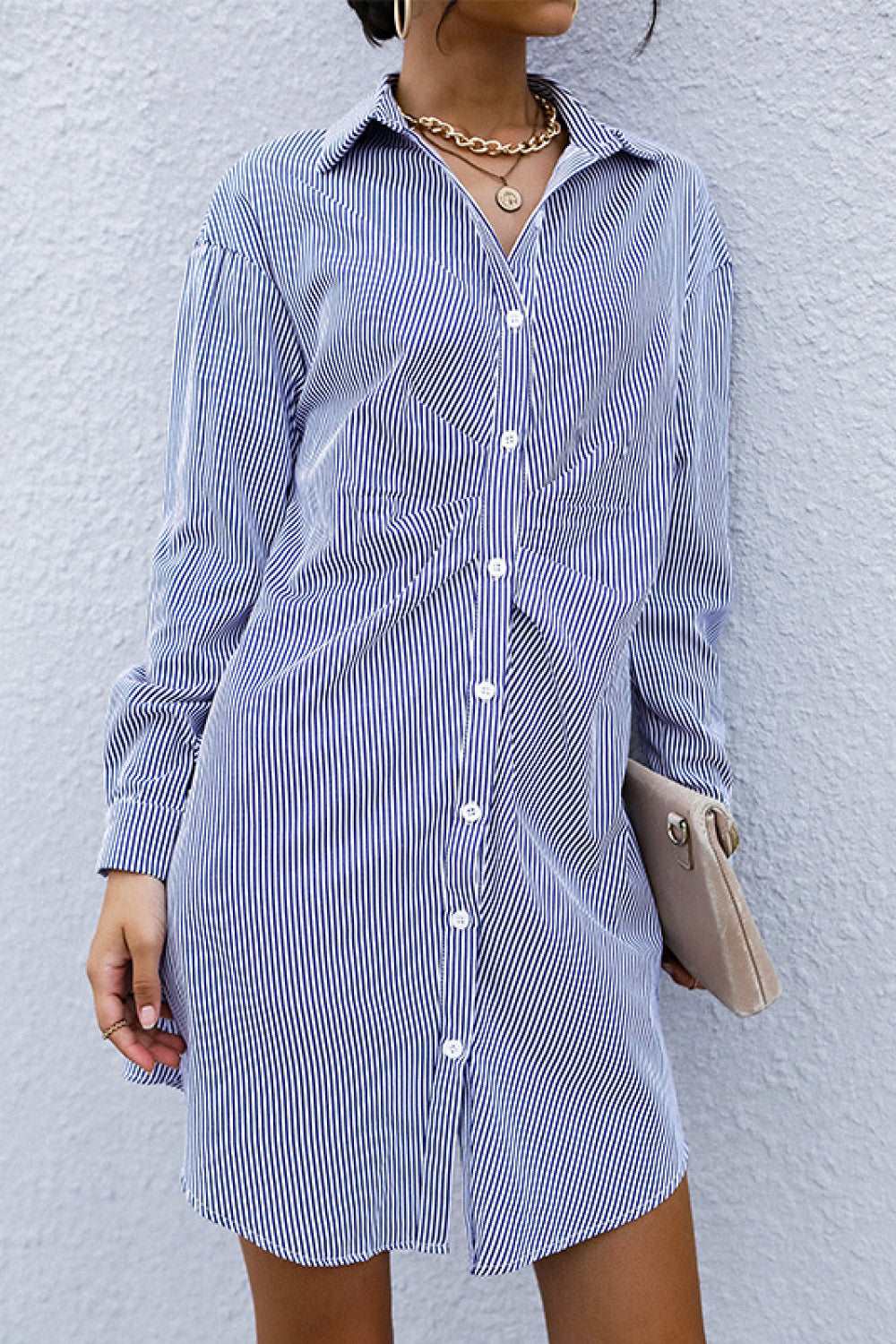 Lazy Day Button Shirt Dress-Lavender Grace Boutique