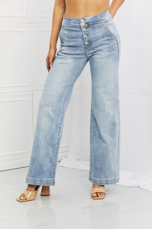 RISEN  Luisa Wide Flare Jeans-Lavender Grace Boutique