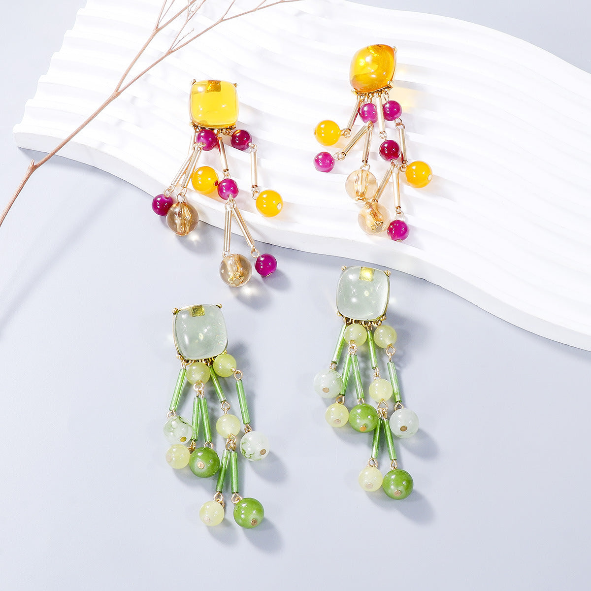 Aurora Acrylic Bead Dangle Earrings