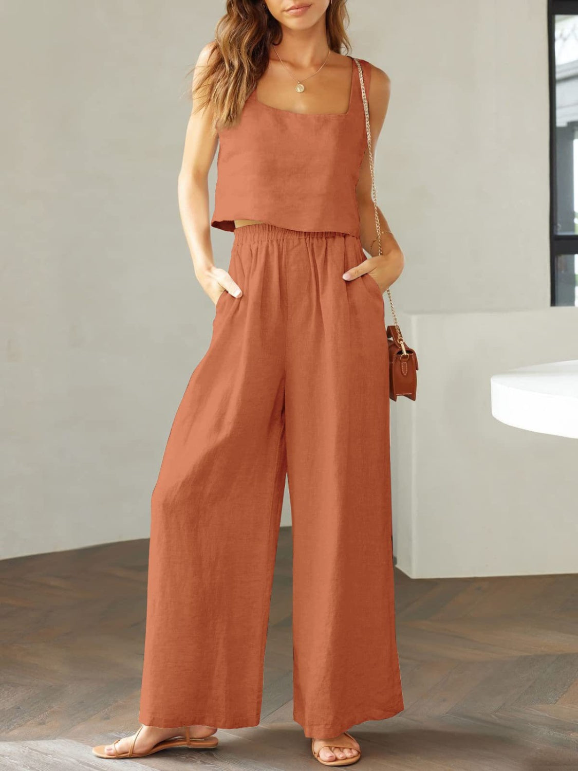 If I could Turn Back Time Top & Wide Leg Pants Set