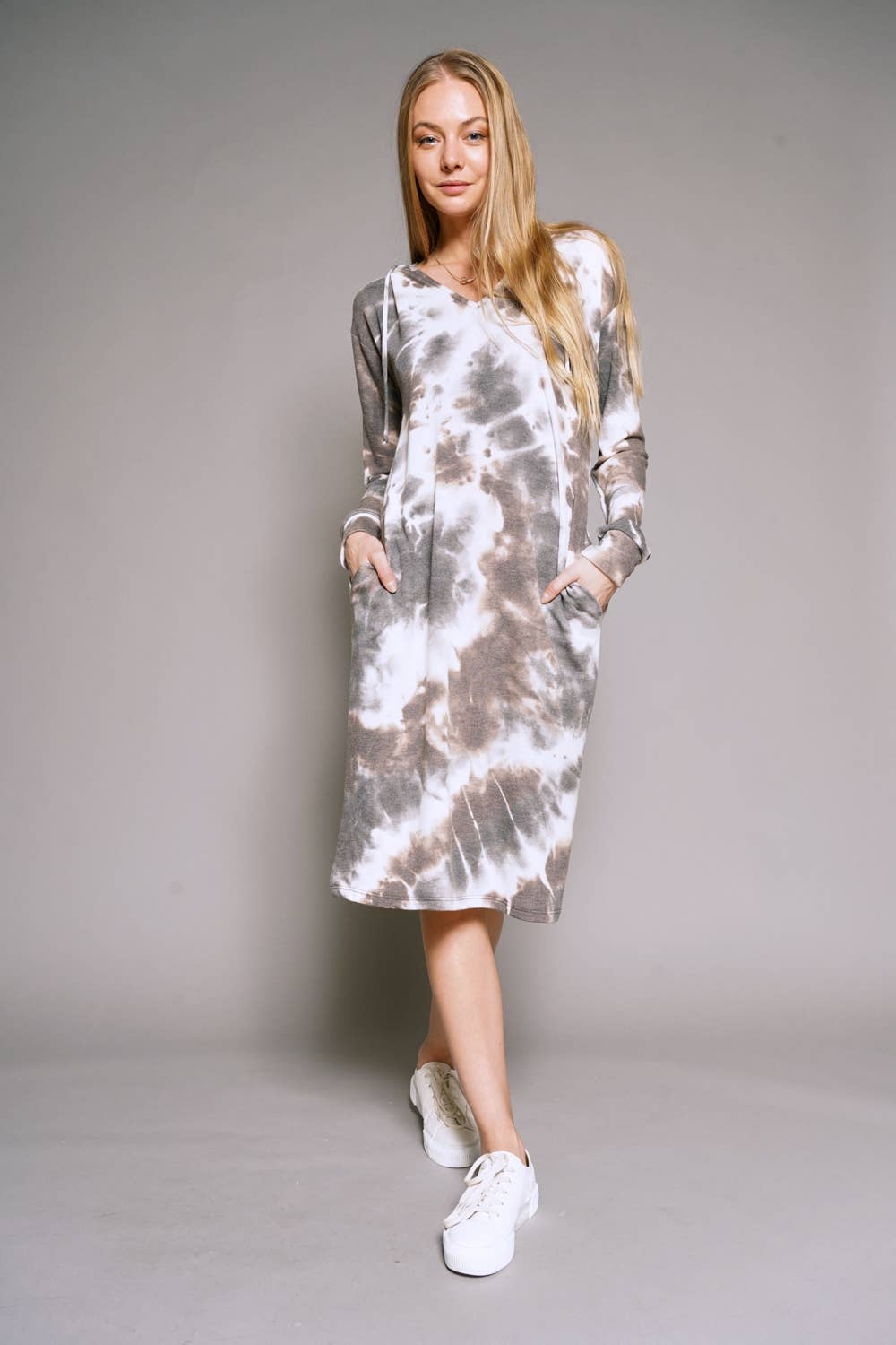 Pre-order Mystree - Cloudy Day Tie Dye Dress: Bluestone/Ash / L