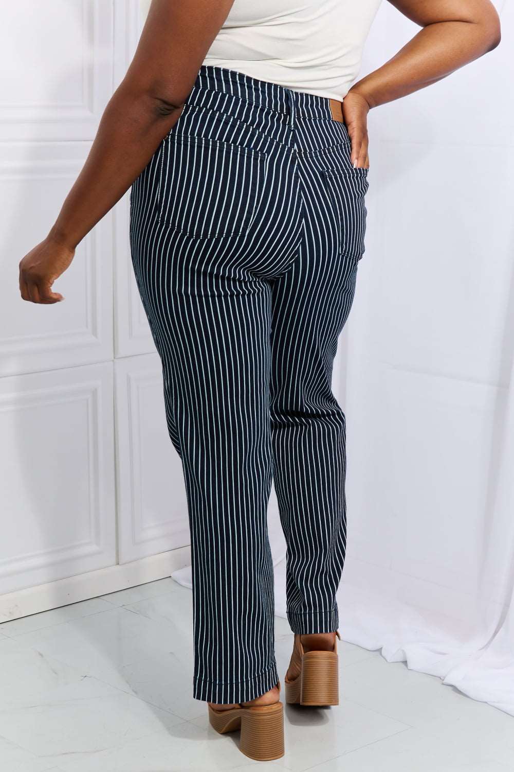 Judy Blue Cassidy Tummy Control Striped Straight Jeans