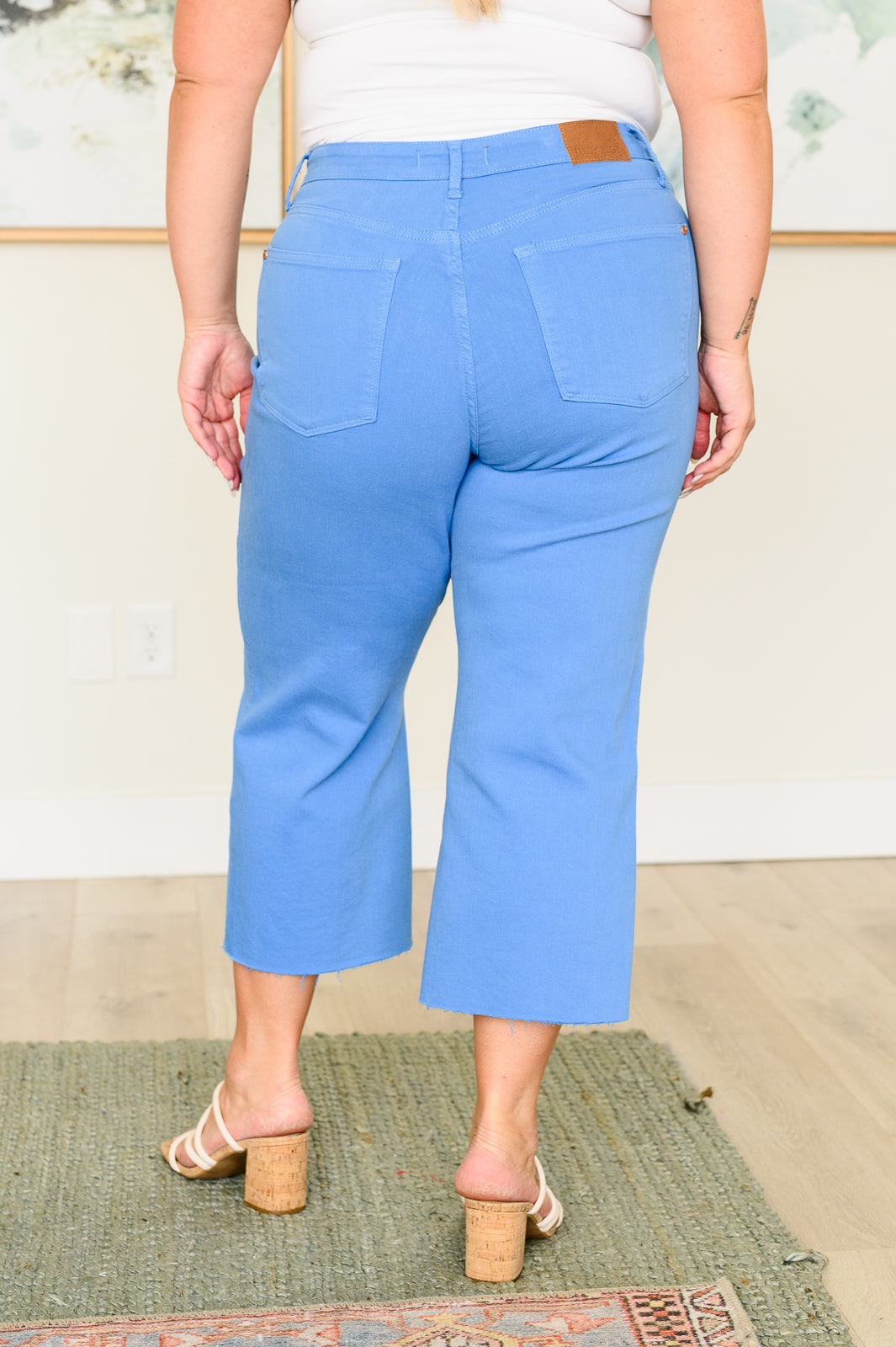 Judy Blue Lisa High Rise  Wide Leg Crop Jeans in Sky Blue