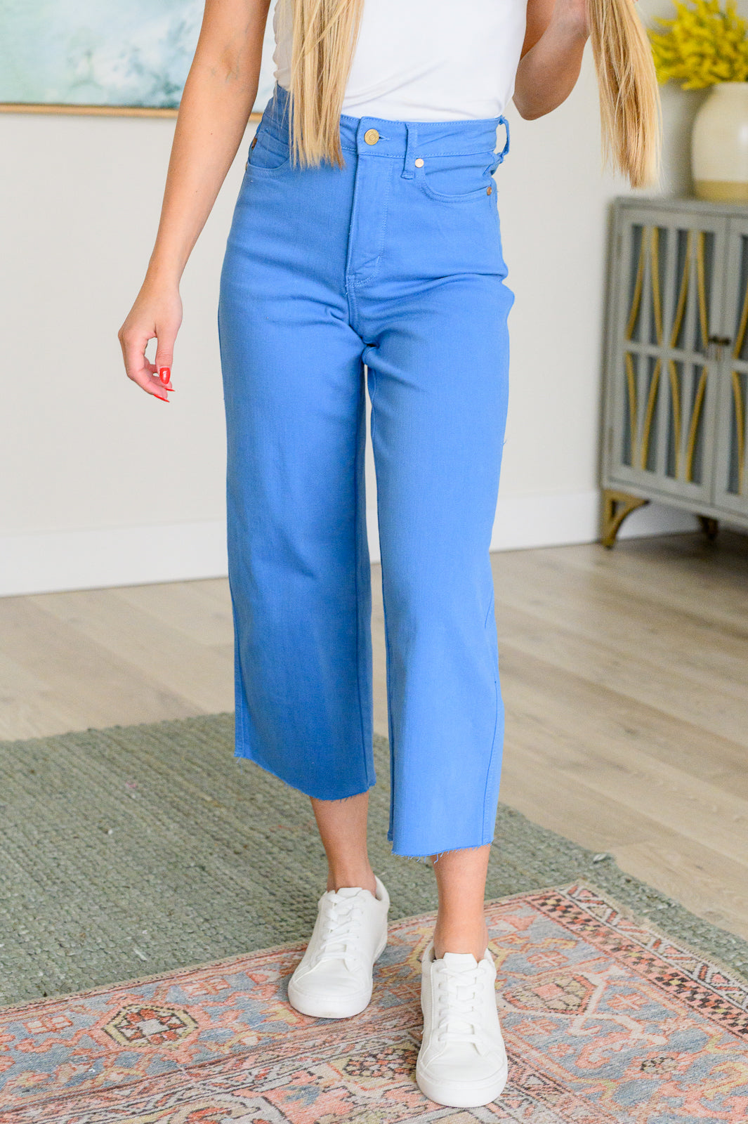 Judy Blue Lisa High Rise  Wide Leg Crop Jeans in Sky Blue