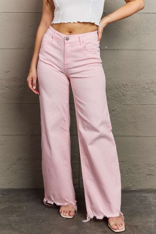 RISEN Raelene  Wide Leg Jeans in Light Pink