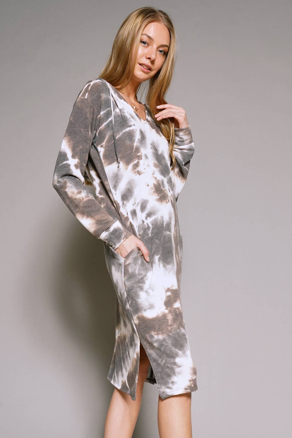 Pre-order Mystree - Cloudy Day Tie Dye Dress: Bluestone/Ash / L