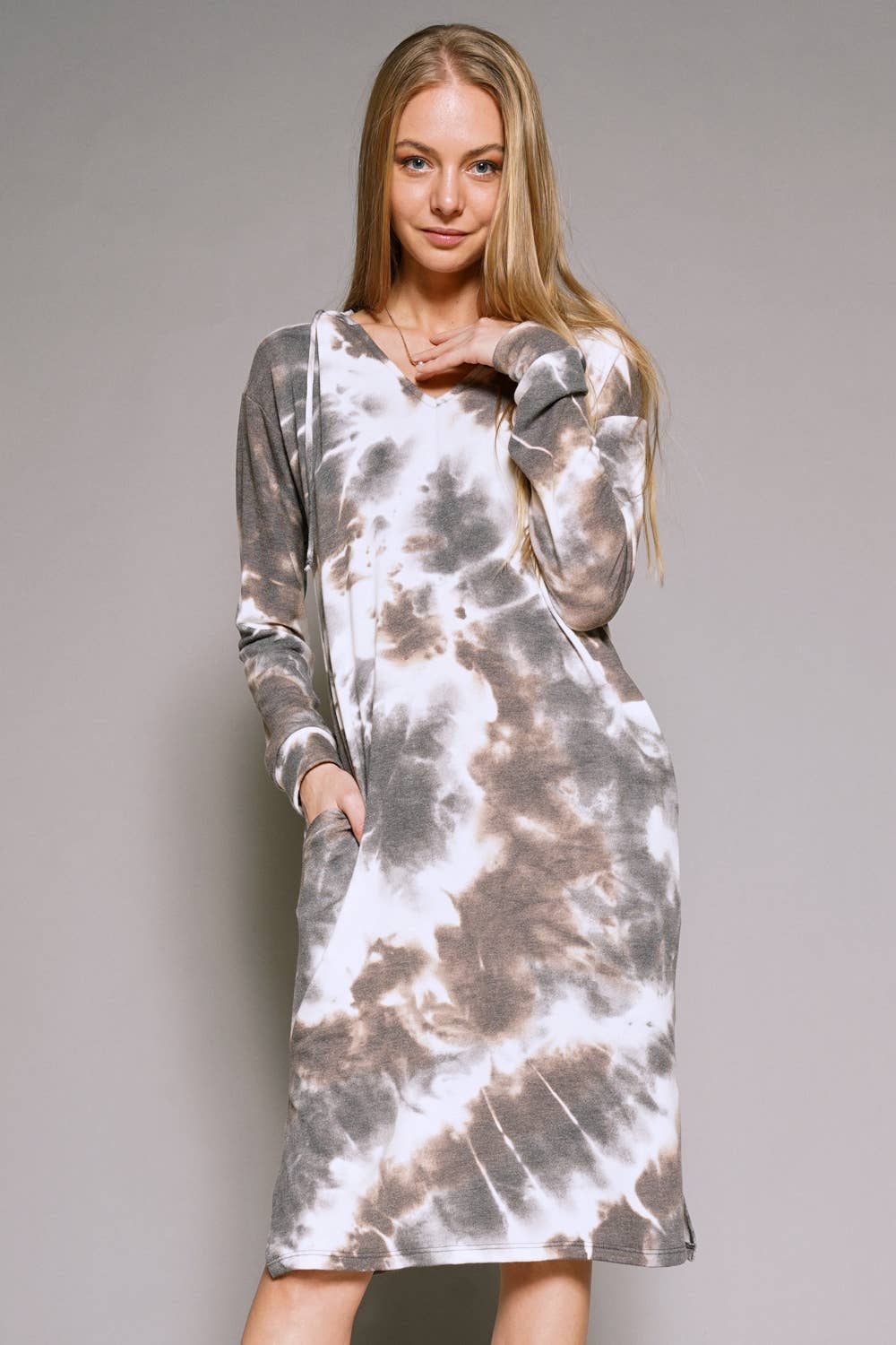 Pre-order Mystree - Cloudy Day Tie Dye Dress: Bluestone/Ash / L