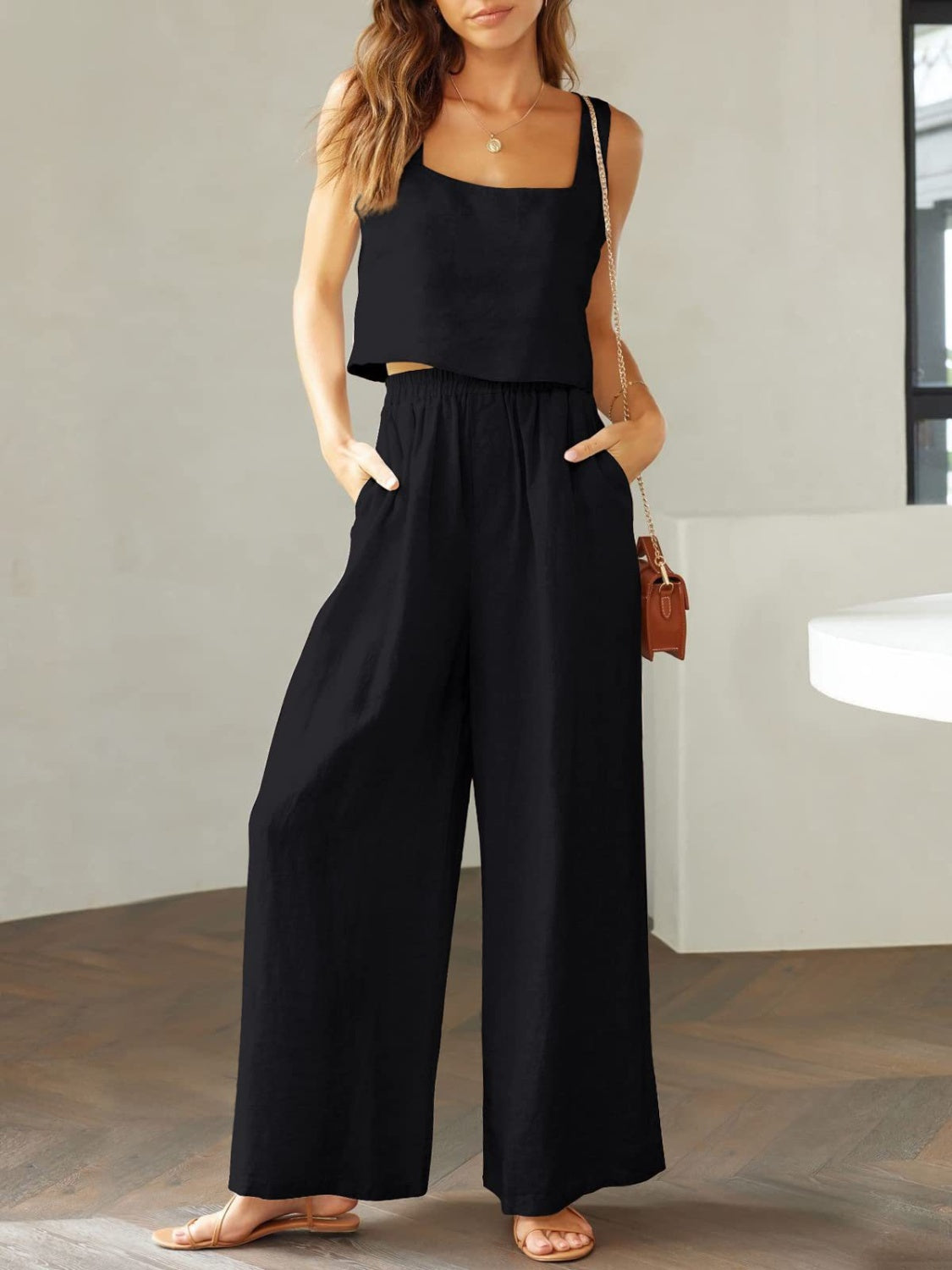 If I could Turn Back Time Top & Wide Leg Pants Set