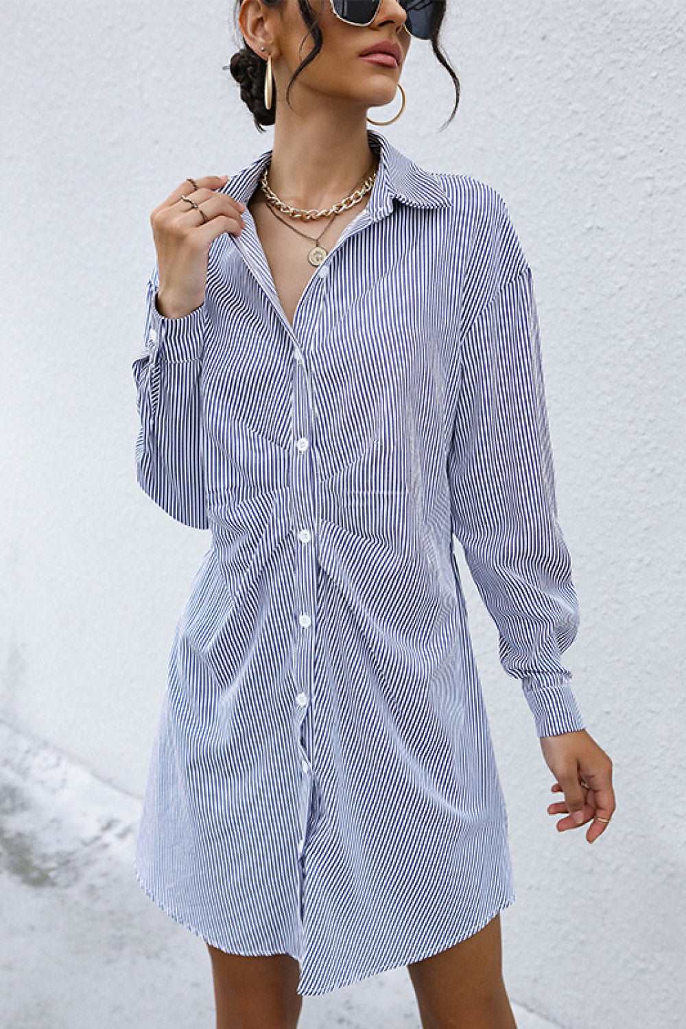 Lazy Day Button Shirt Dress-Lavender Grace Boutique