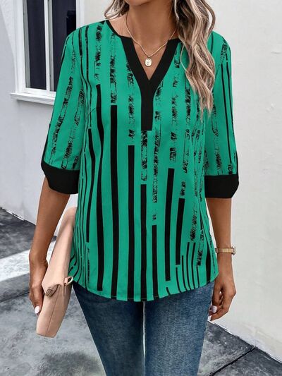 Top Notched Half Sleeve Blouse