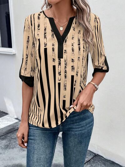 Top Notched Half Sleeve Blouse