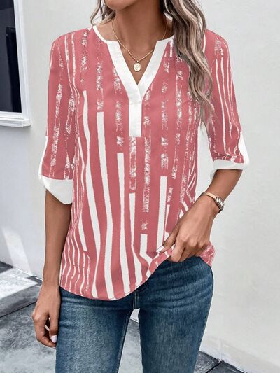 Top Notched Half Sleeve Blouse