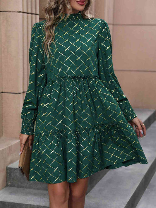 Festive Neck Frill Trim Dress