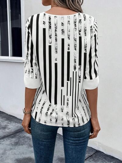 Top Notched Half Sleeve Blouse