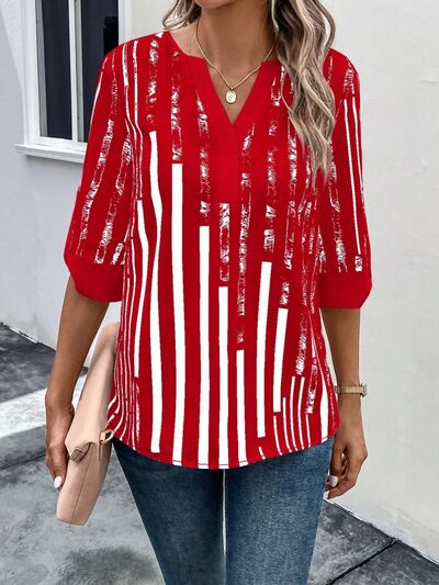 Top Notched Half Sleeve Blouse