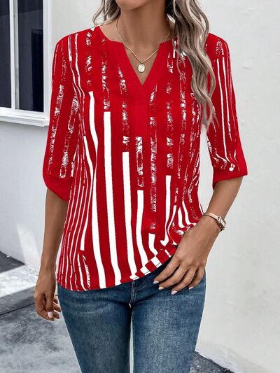 Top Notched Half Sleeve Blouse