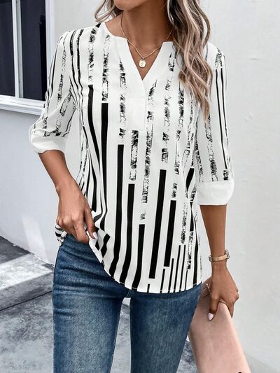 Top Notched Half Sleeve Blouse