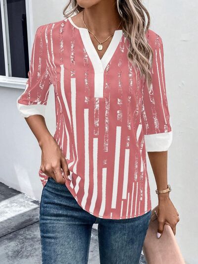 Top Notched Half Sleeve Blouse