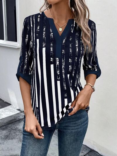 Top Notched Half Sleeve Blouse