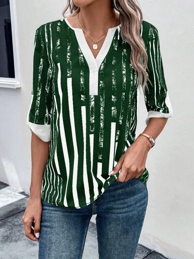 Top Notched Half Sleeve Blouse