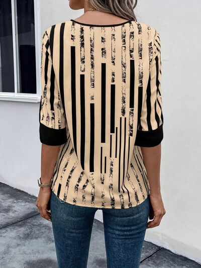 Top Notched Half Sleeve Blouse