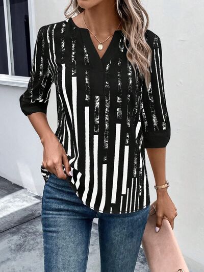 Top Notched Half Sleeve Blouse