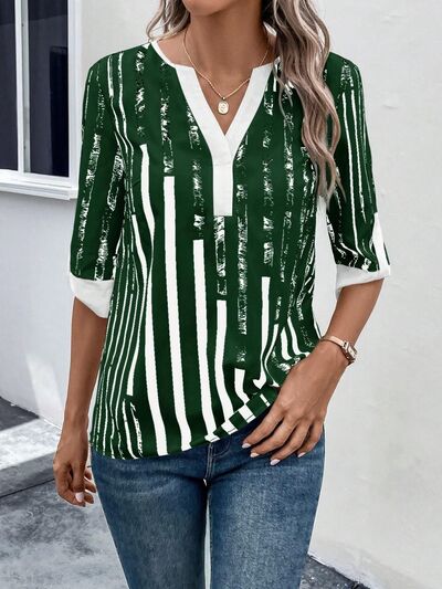 Top Notched Half Sleeve Blouse