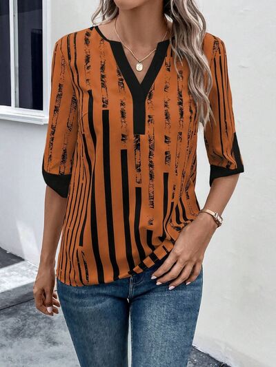 Top Notched Half Sleeve Blouse