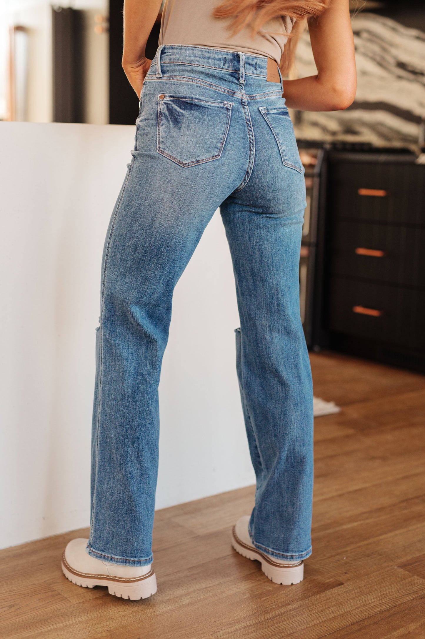 Bree High Rise Judy Blue Distressed Straight Jeans