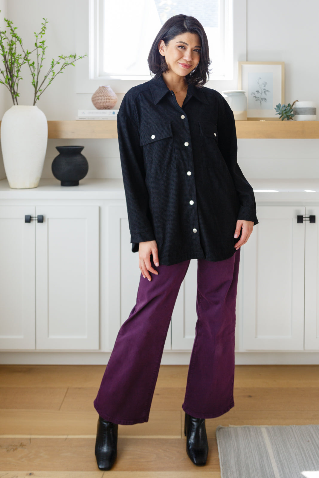 Judy Blue Petunia High Rise Wide Leg Jeans in Plum