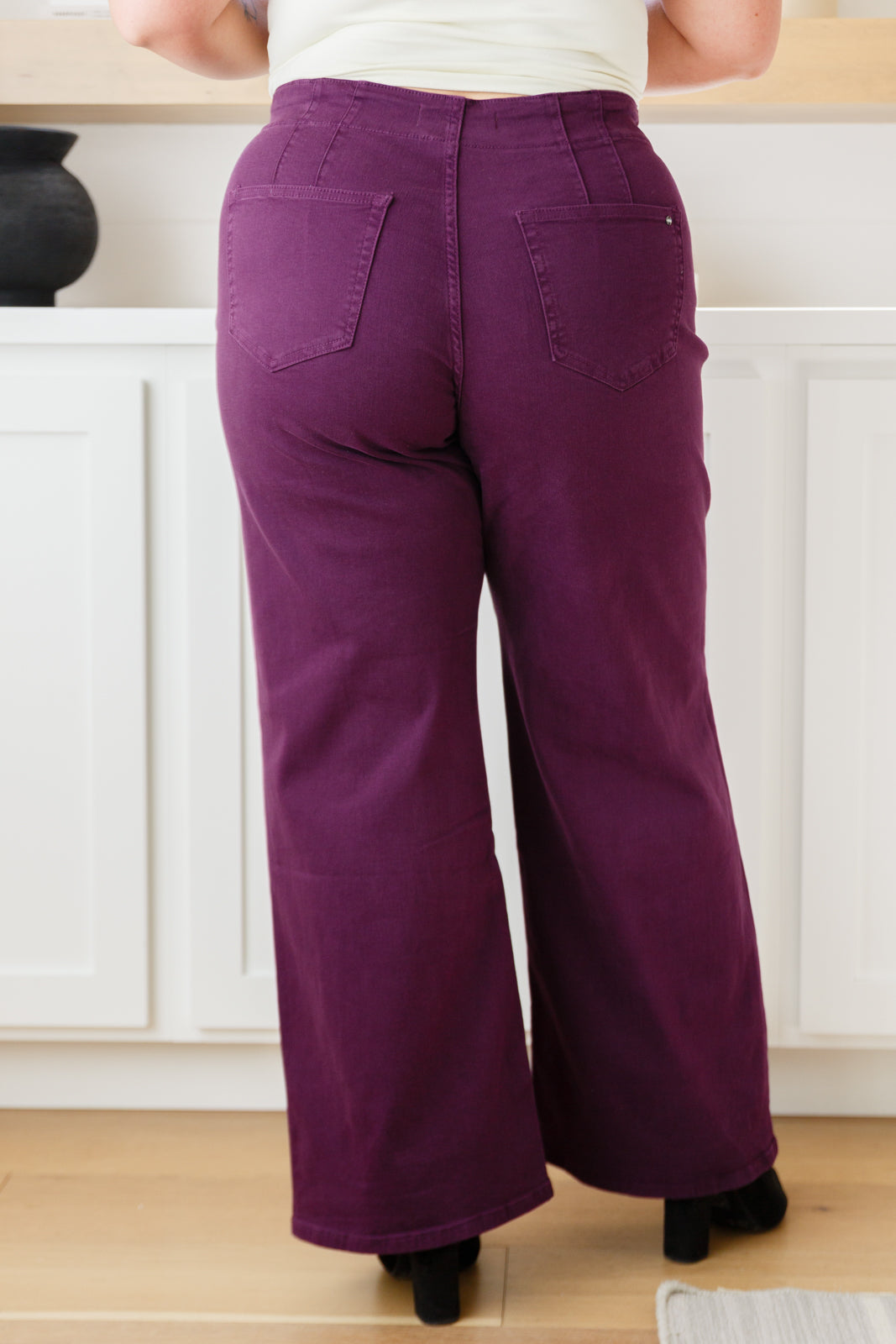 Judy Blue Petunia High Rise Wide Leg Jeans in Plum