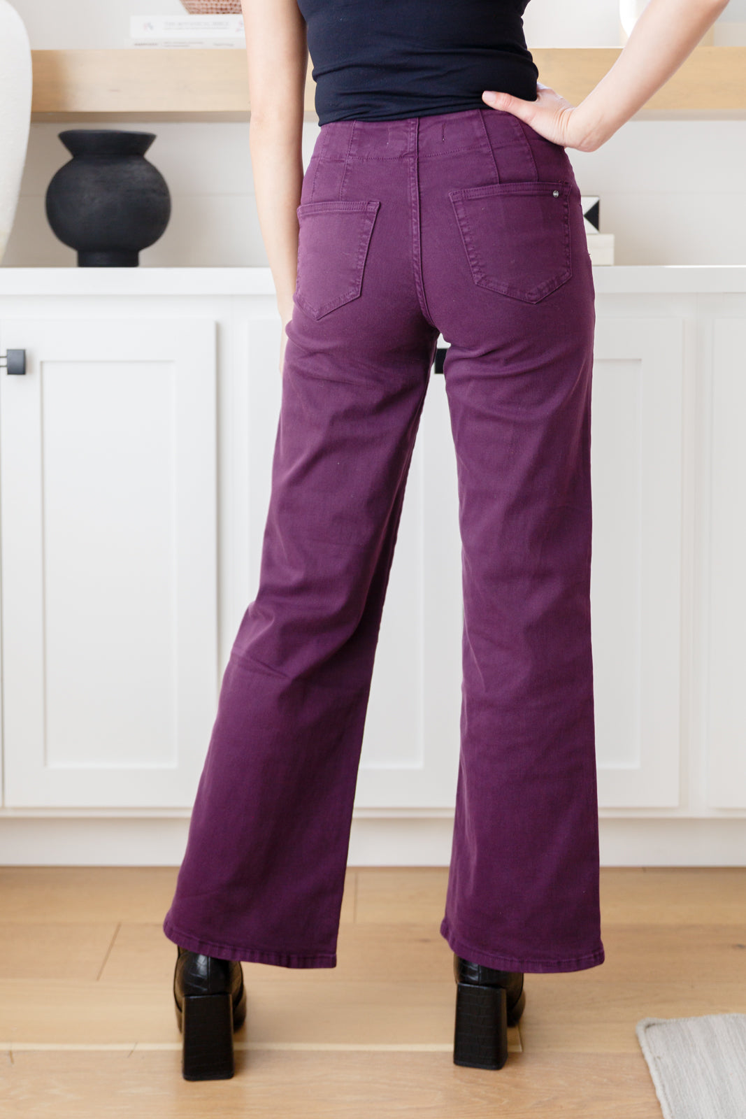 Judy Blue Petunia High Rise Wide Leg Jeans in Plum