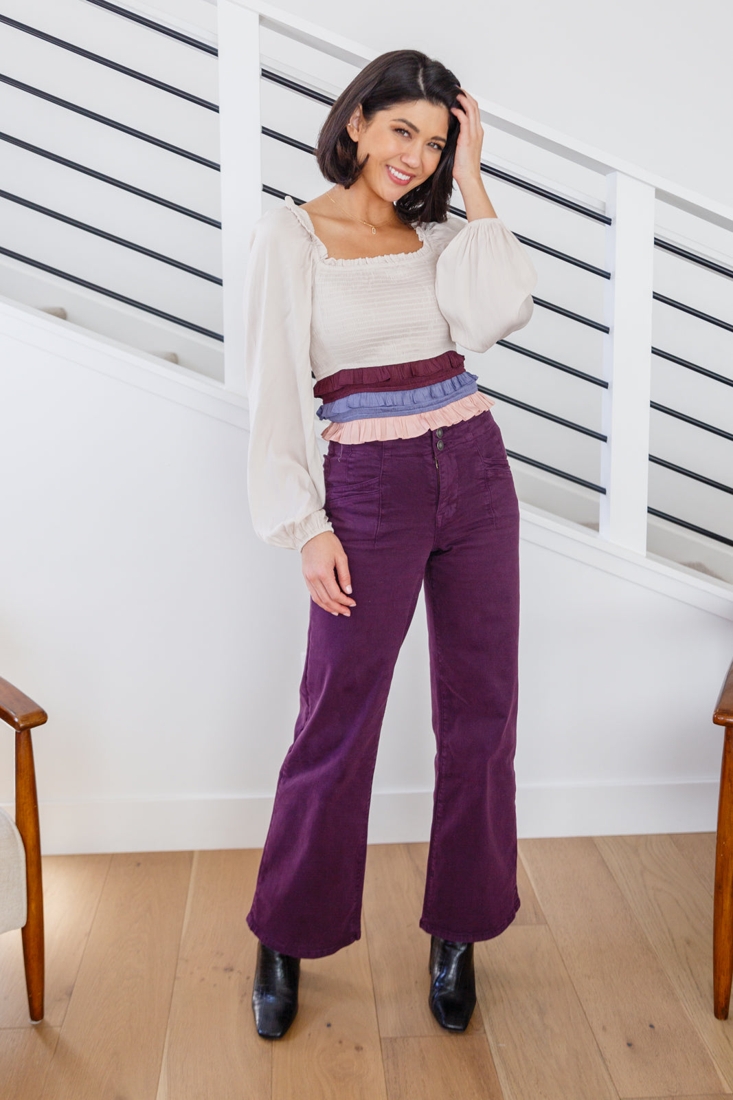 Judy Blue Petunia High Rise Wide Leg Jeans in Plum