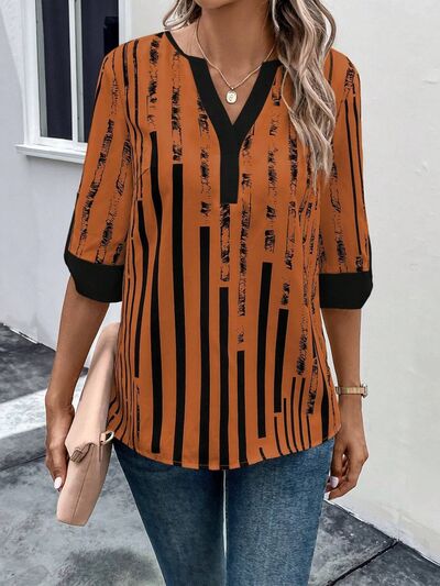 Top Notched Half Sleeve Blouse