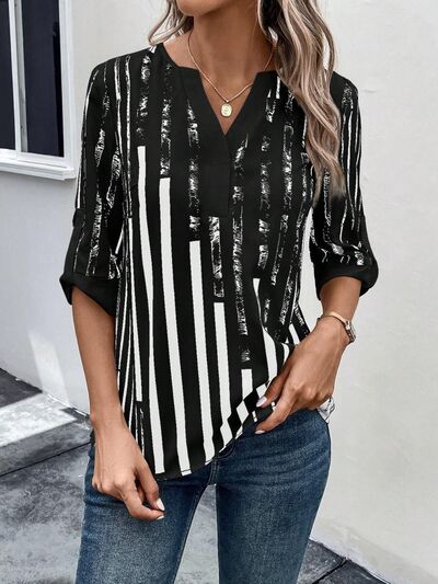 Top Notched Half Sleeve Blouse