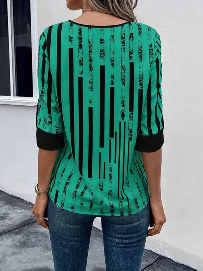 Top Notched Half Sleeve Blouse