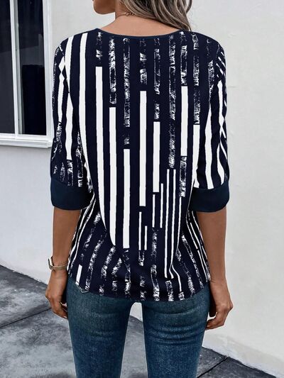 Top Notched Half Sleeve Blouse