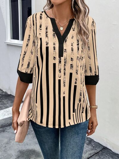 Top Notched Half Sleeve Blouse