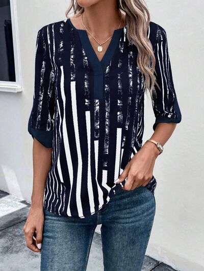 Top Notched Half Sleeve Blouse