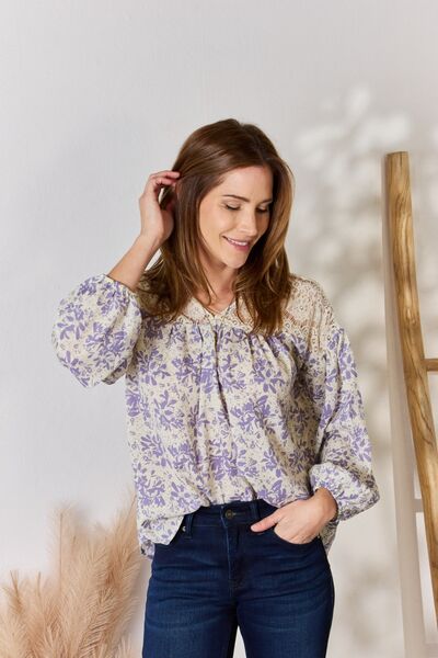 Hailey & Co Lace Detail Printed Blouse