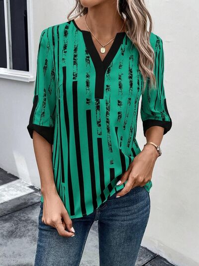 Top Notched Half Sleeve Blouse